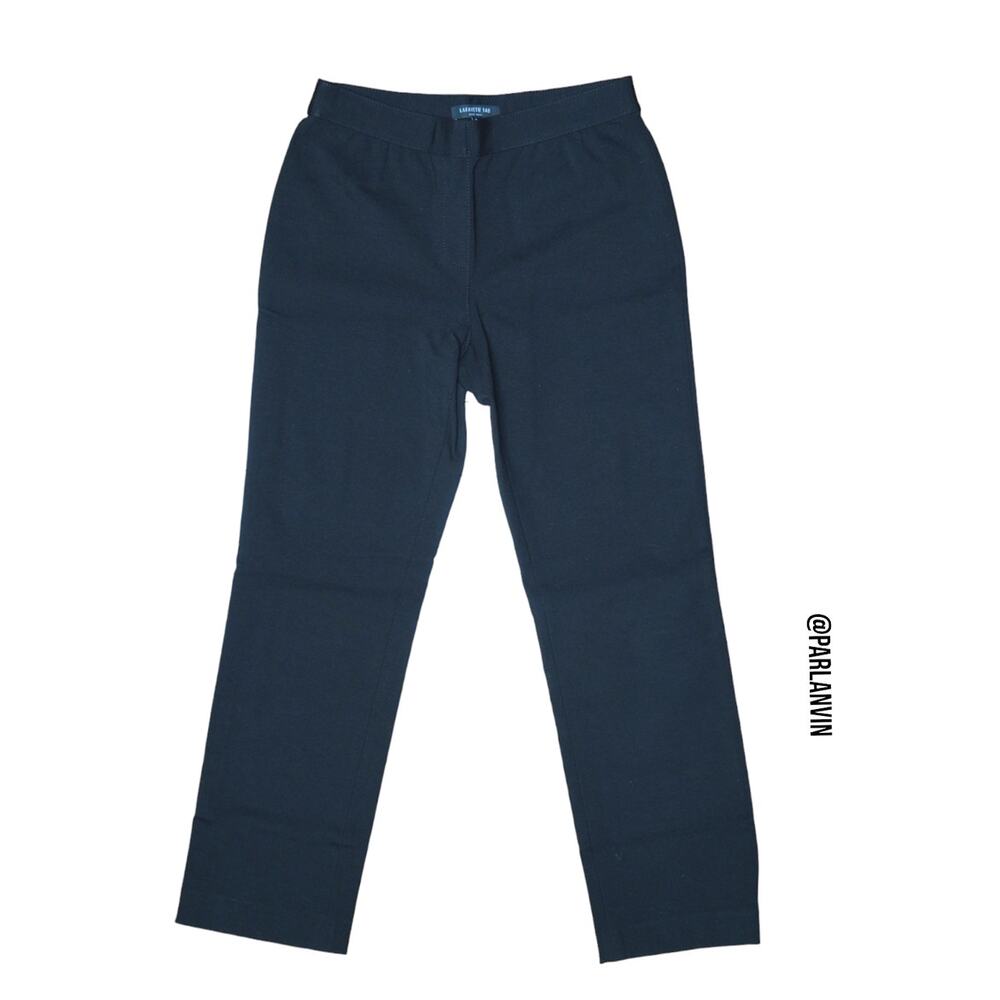 Lafayette 148 Pull On Elastic Waistband Straight Leg Trousers Pants Black Medium